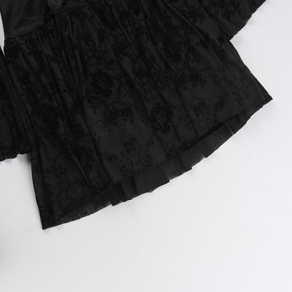 Velvet Bell Sleeve Off-Shoulder Dress