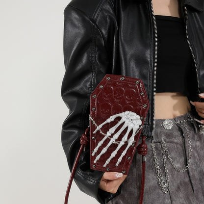 Skeleton Coffin Studded Shoulder Bag