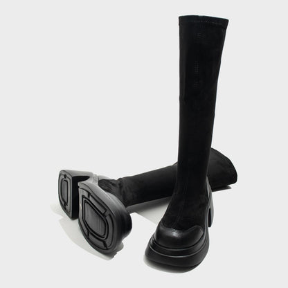Black Stretch Platform Boots