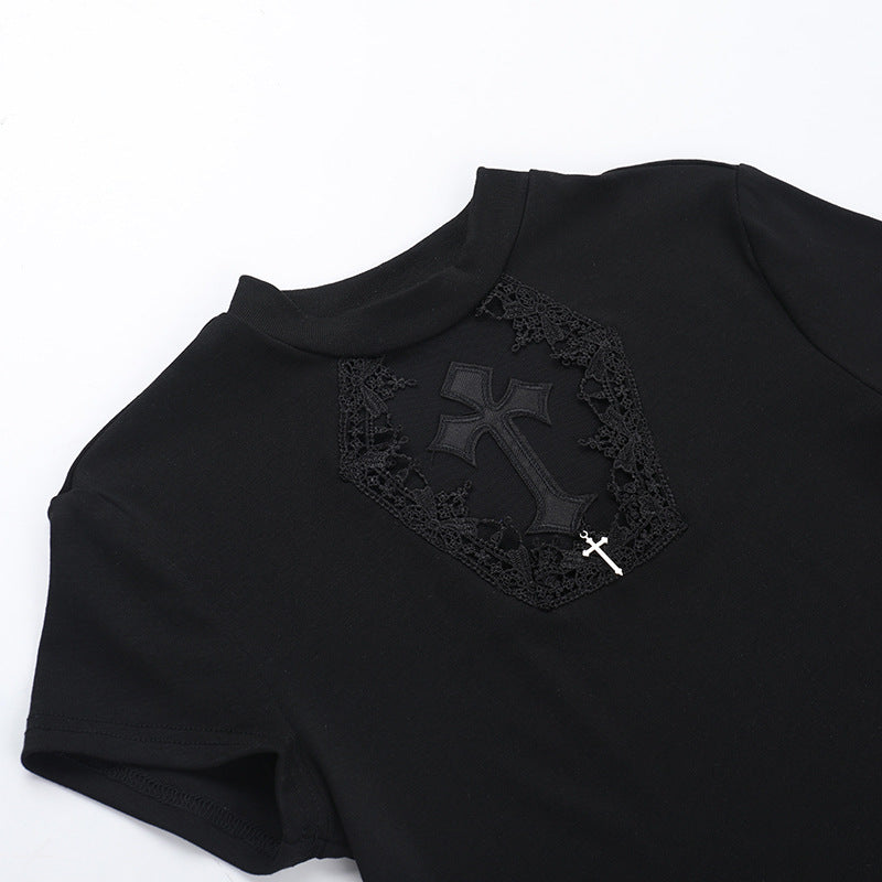 Black Sheer Panel T-Shirt