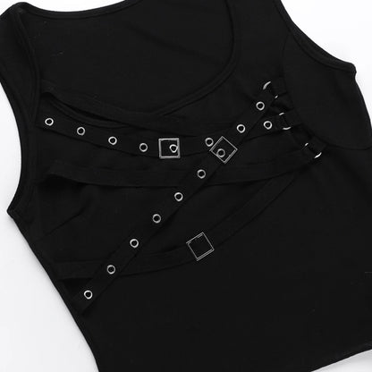 Strapped Buckle Asymmetrical Tank Top