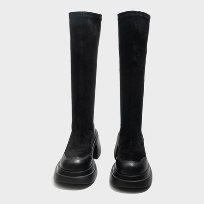Black Stretch Platform Boots
