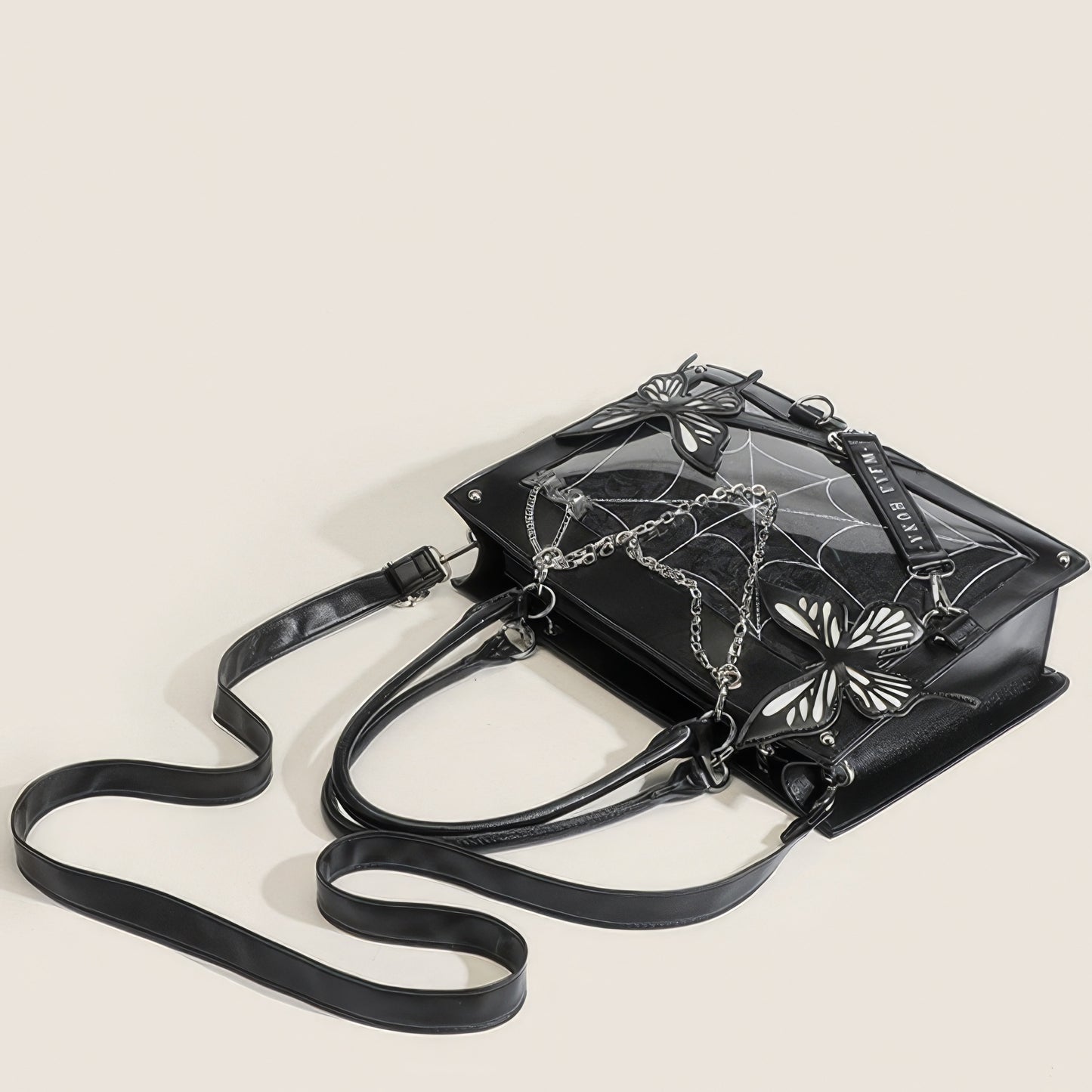 Butterfly Chain Panel Satchel Bag