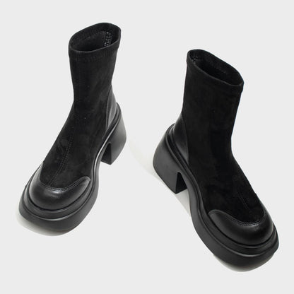 Black Stretch Platform Boots