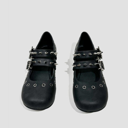 Black Spiked Buckle Mary Janes