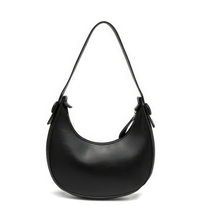 Minimal Crescent Faux Leather Shoulder Bag