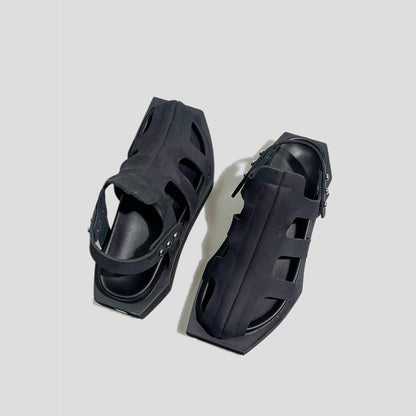 Black Cutout Platform Sandals