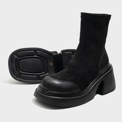 Black Stretch Platform Boots