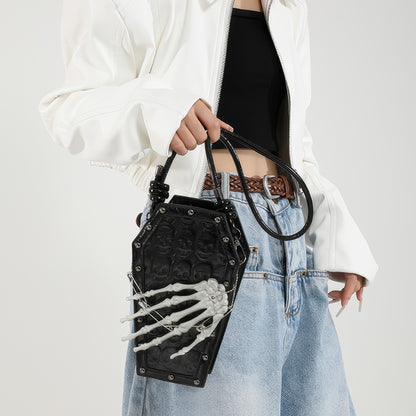 Skeleton Coffin Studded Shoulder Bag