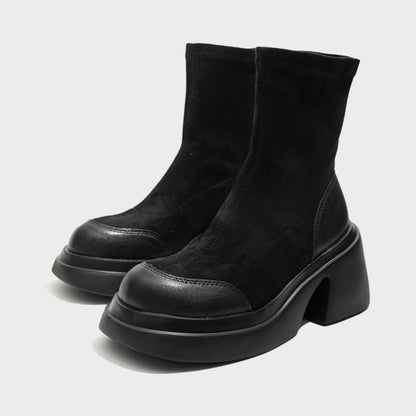Black Stretch Platform Boots