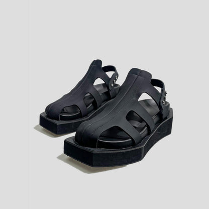 Black Cutout Platform Sandals