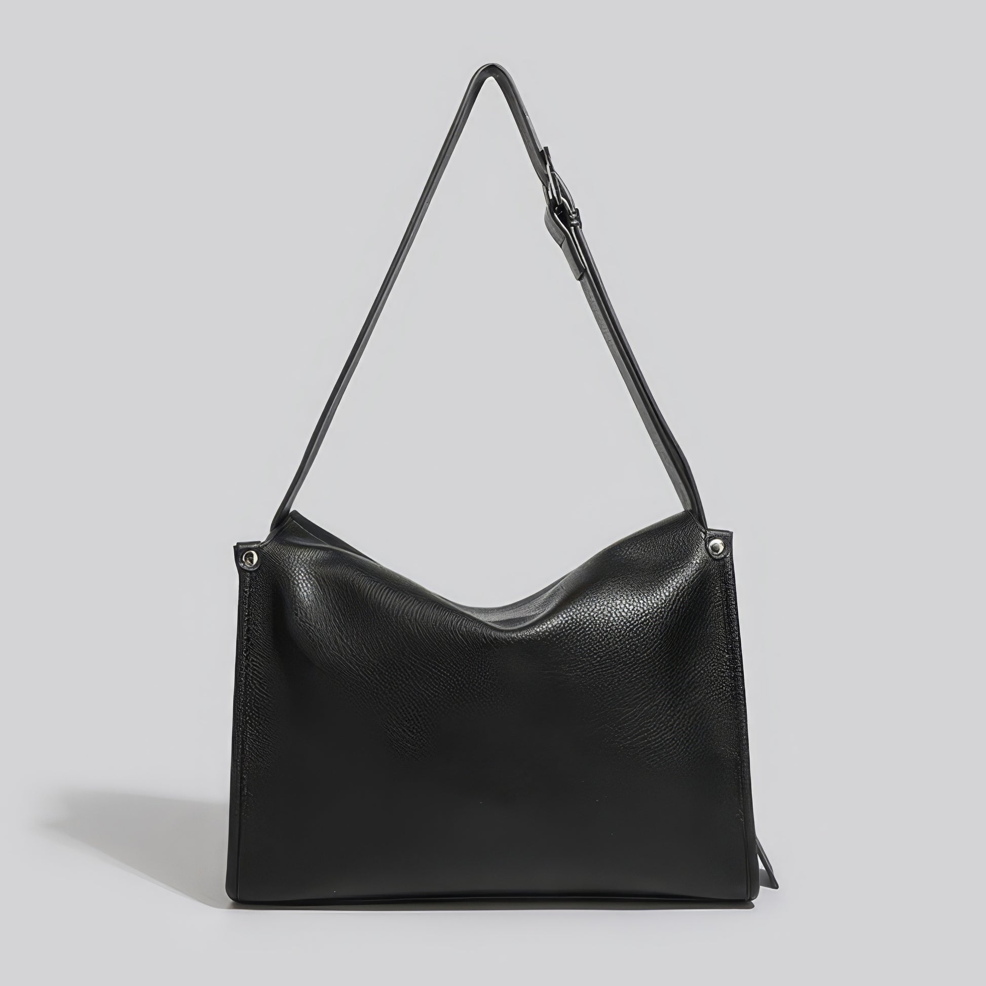 Structured Black Faux Leather Shoulder Bag