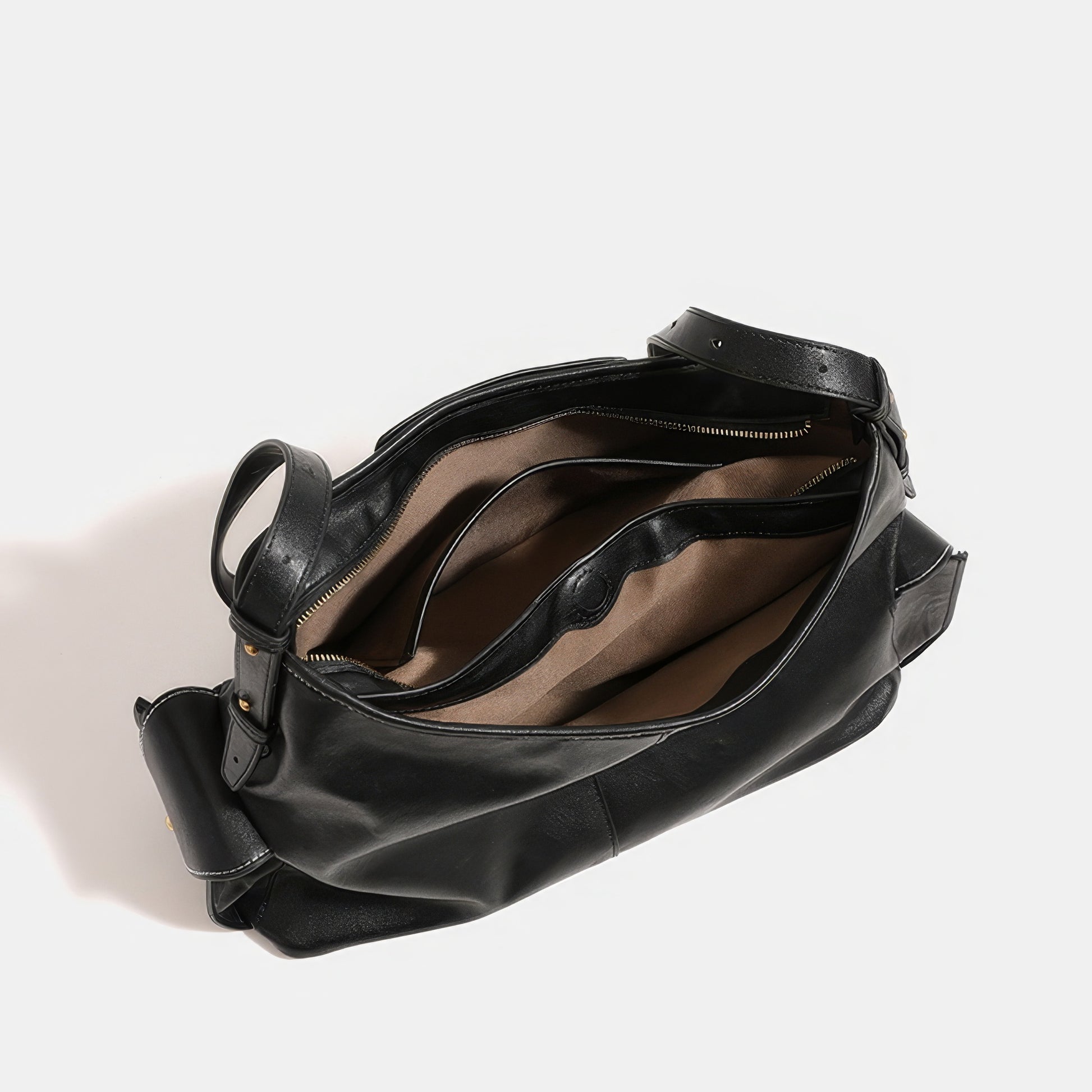 Soft Pocket Detail Faux Leather Shoulder Bag