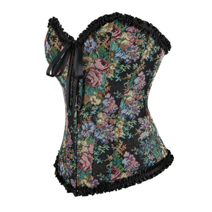 Floral Tapestry Lace Trim Corset
