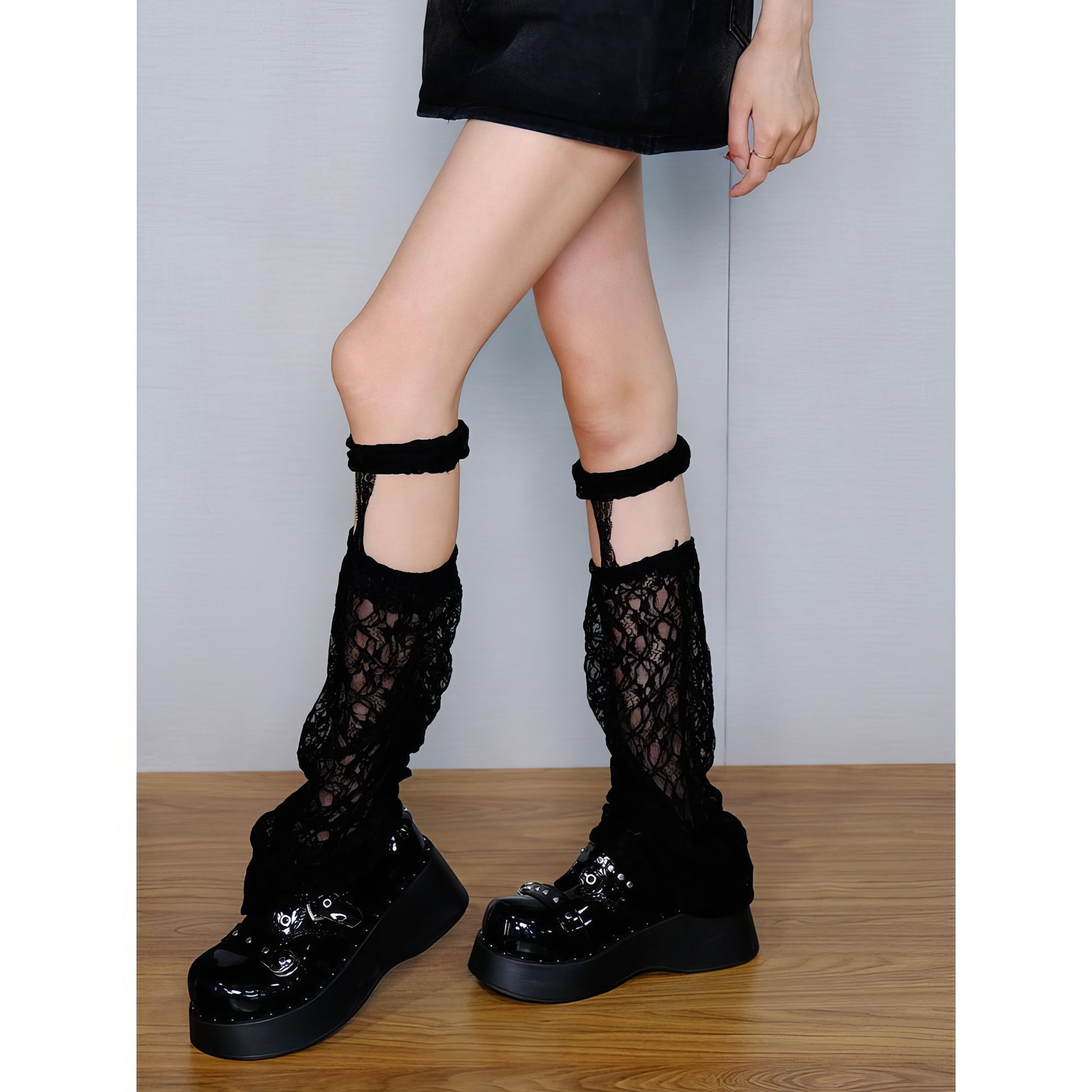 Lace Knit Cutout Leg Warmers