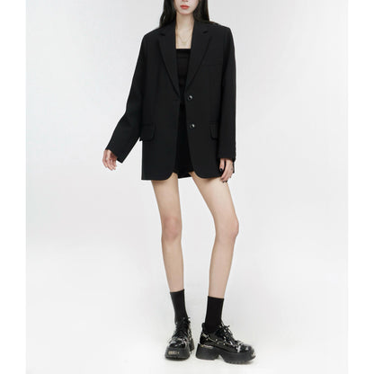 Classic Two-Button Tailored Black Blazer