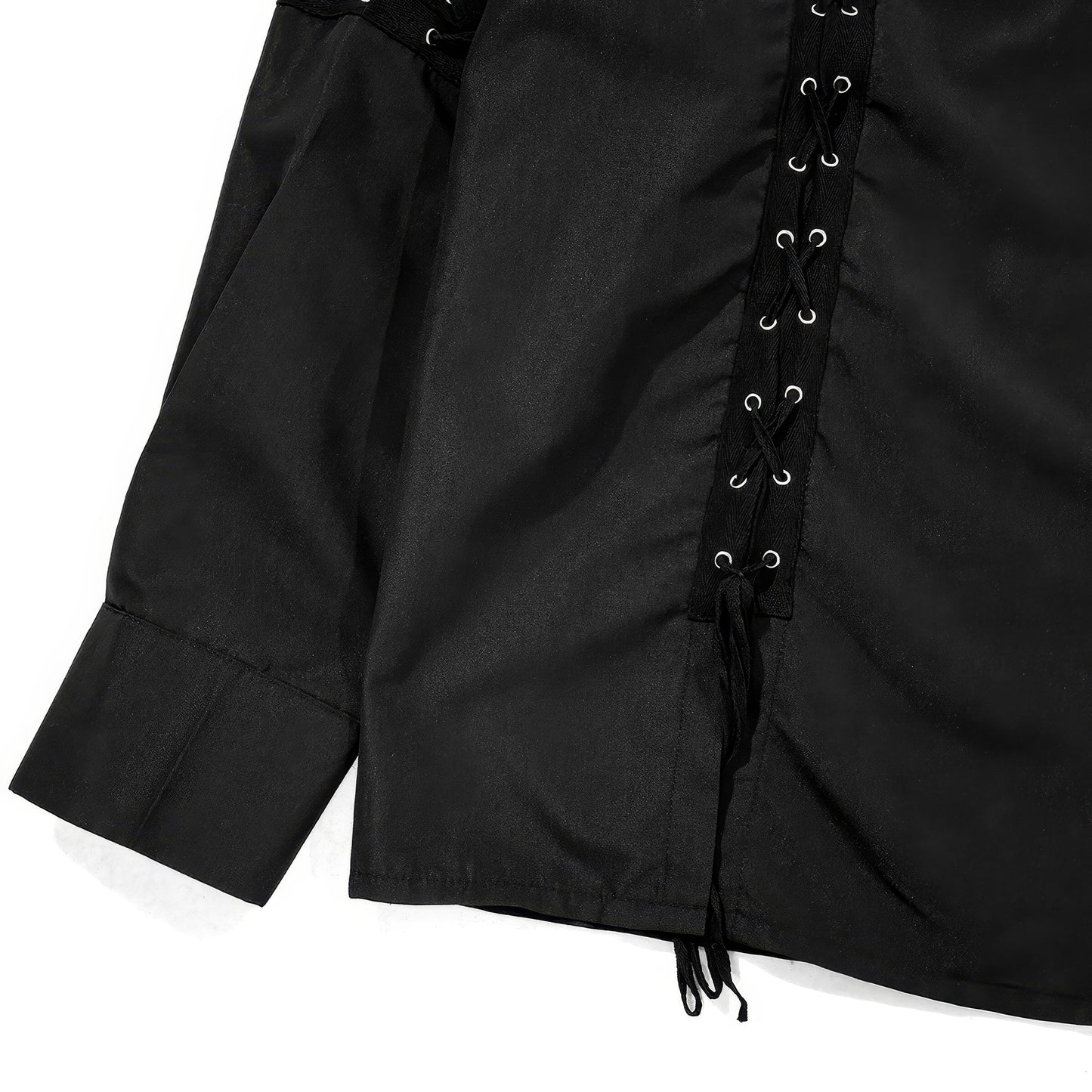 Eyelet Lace-Up Oversized Shirt