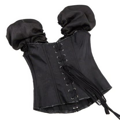 Baroque Puff Sleeve Jacquard Corset Top