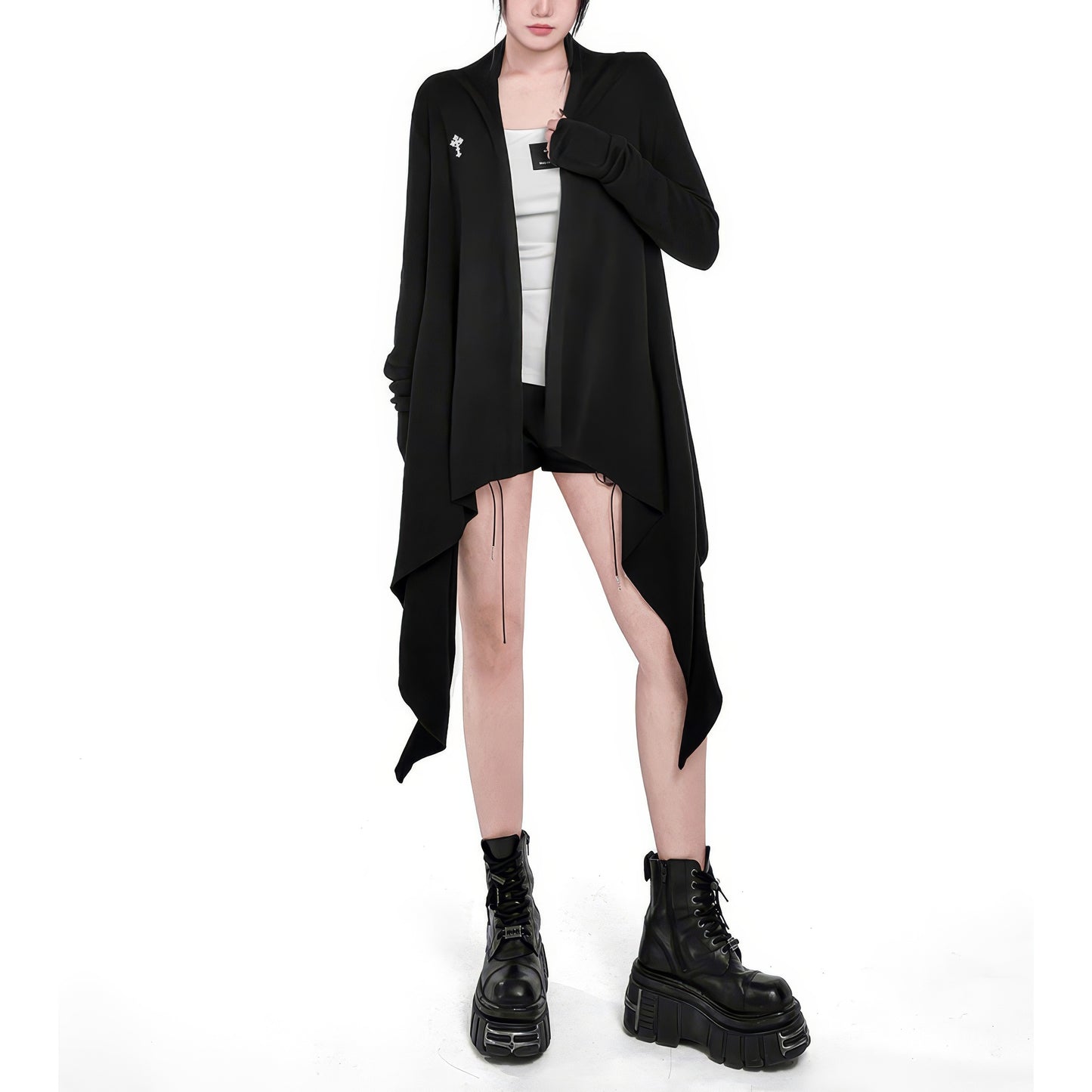 Asymmetrical Drape Long Cardigan