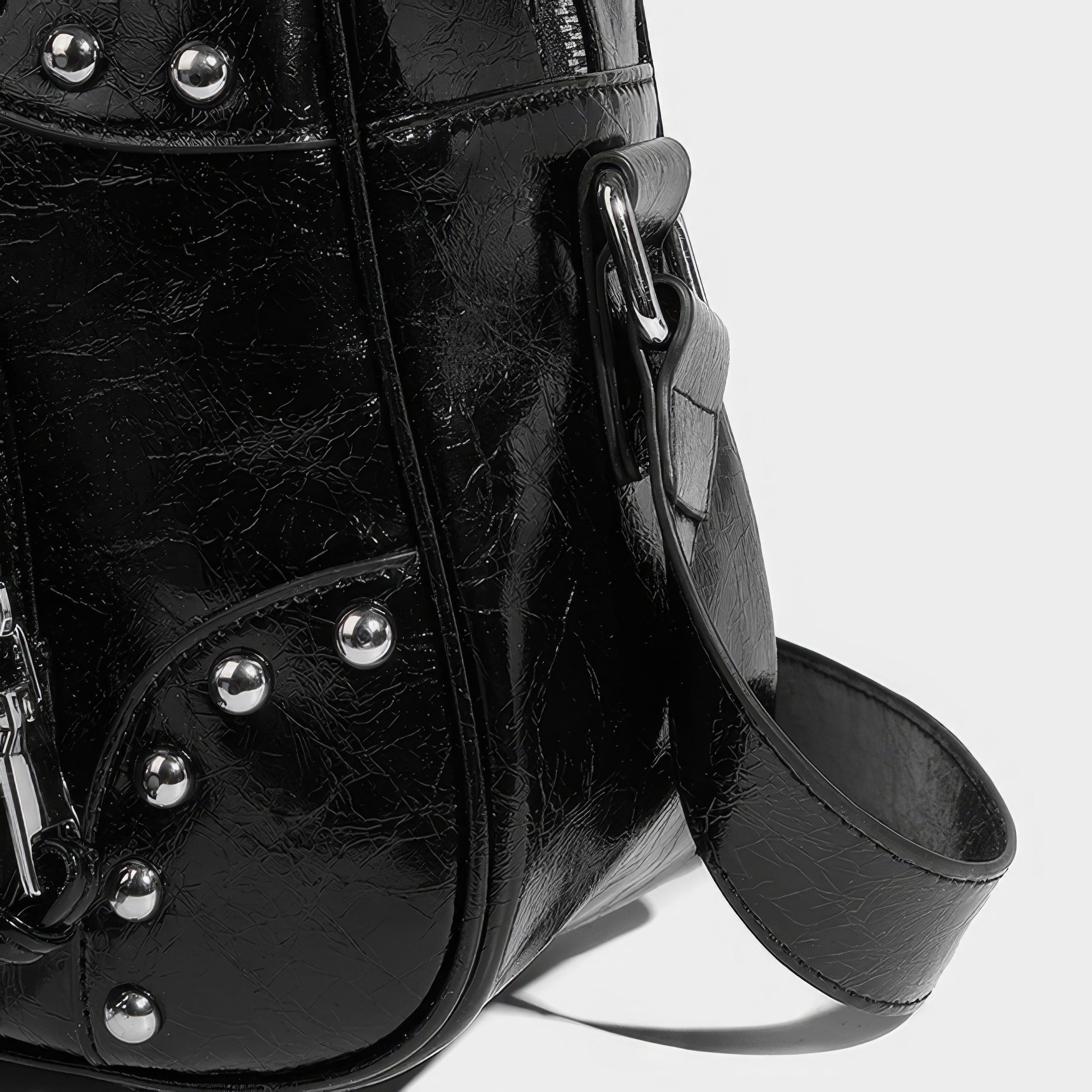 Studded Patent Utility Handbag