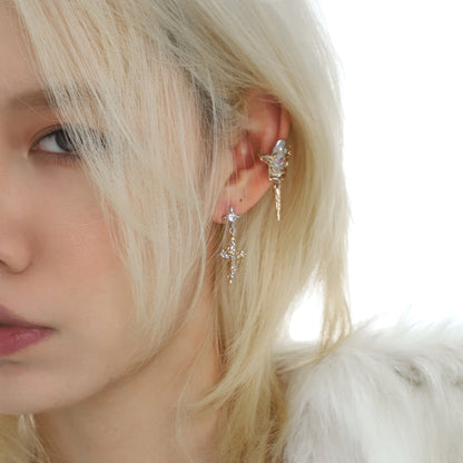 Molten Vine Cross Drop Earrings
