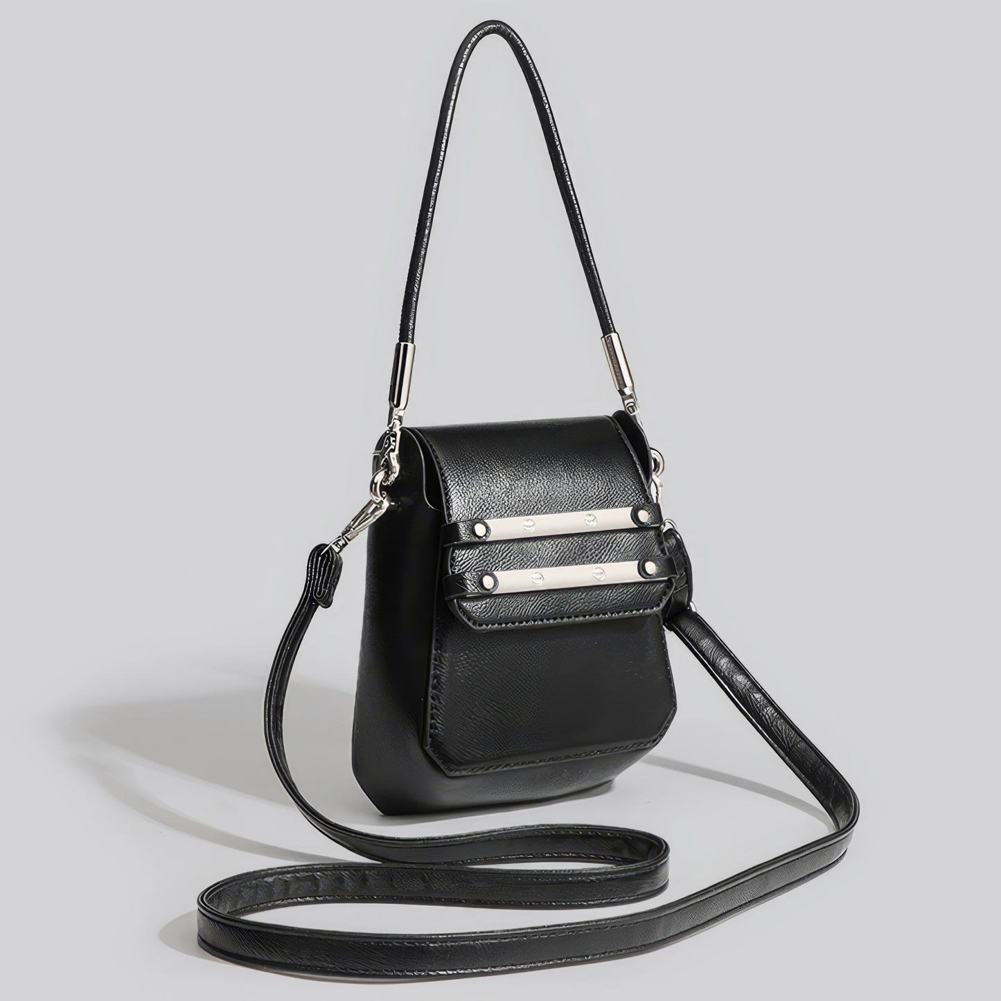 Structured Metal Bar Accent Mini Bag