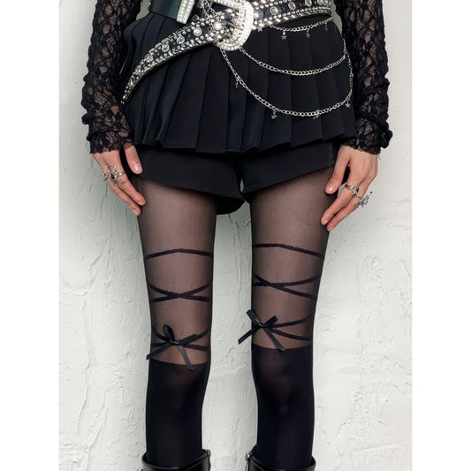 Crisscross Bow Accent Sheer Tights
