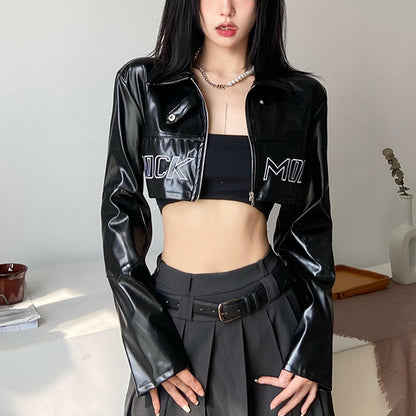 Cropped Faux Leather Moto Jacket