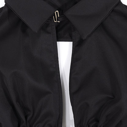 Zip-Up Open Back Bolero Shirt