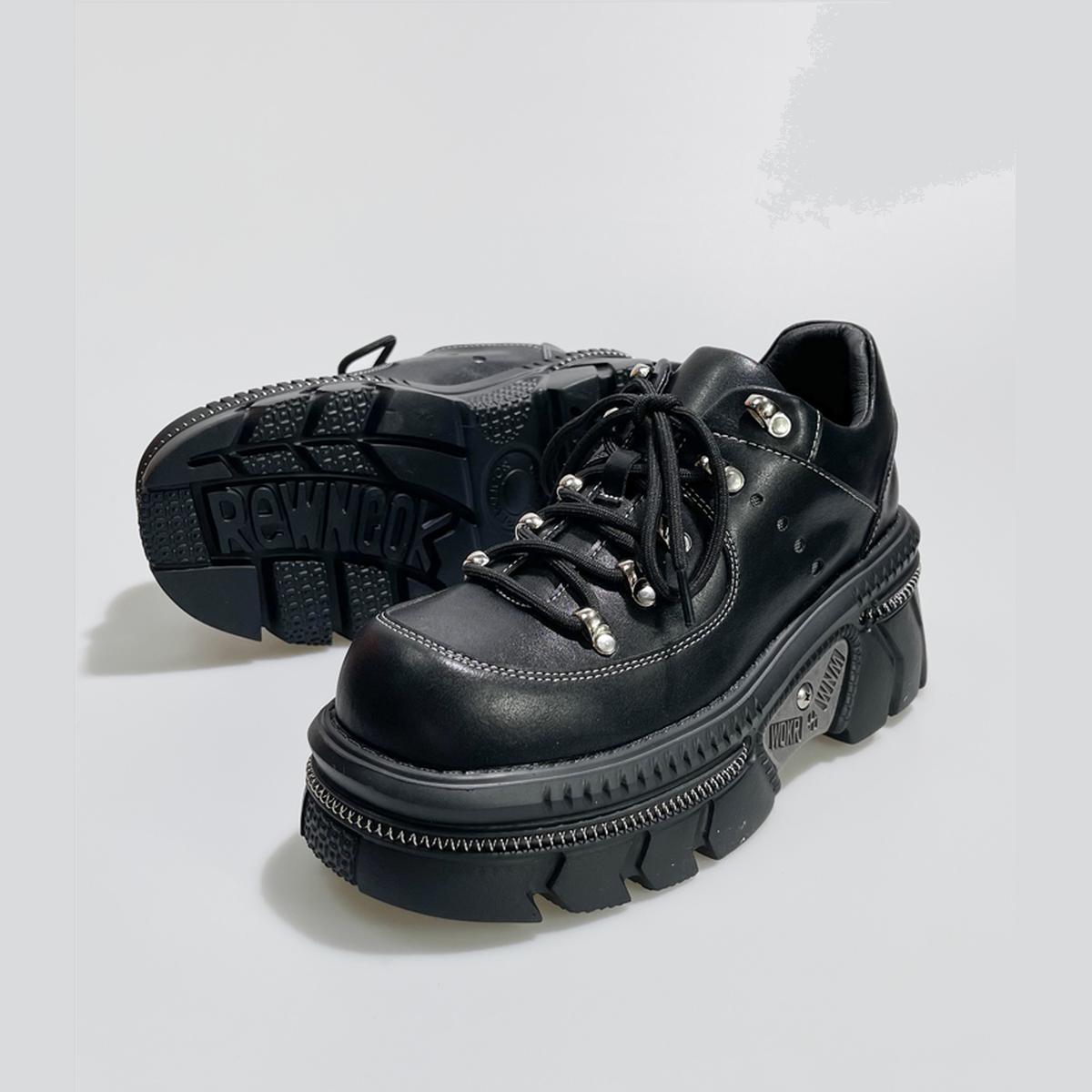 Black Chunky Metal-Detail Sneakers