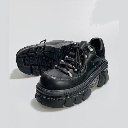 Black Chunky Metal-Detail Sneakers