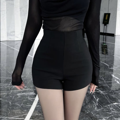 Minimal Seam High Waist Black Shorts