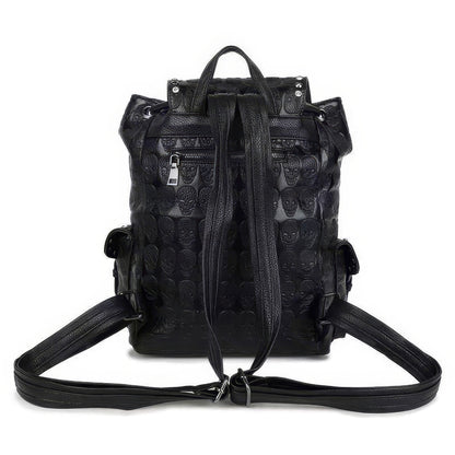 Studded Skull Pattern Flap Backpack