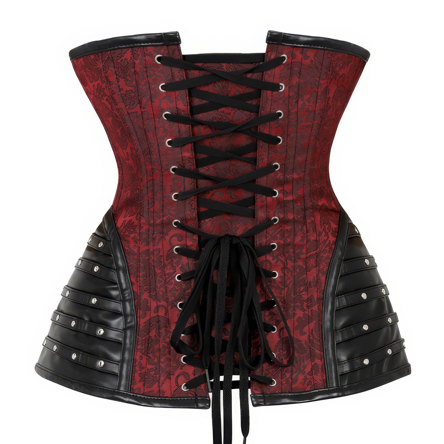 Studded Brocade Leather Trim Corset
