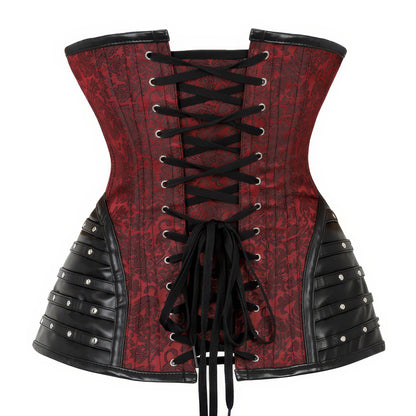Studded Brocade Leather Trim Corset