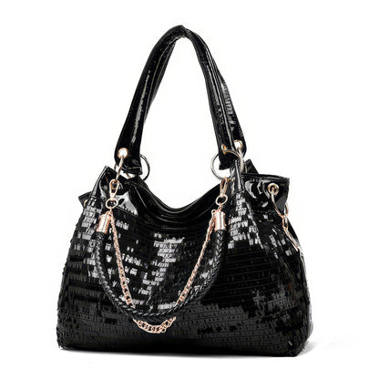 Sleek Glossy Black Shoulder Bag