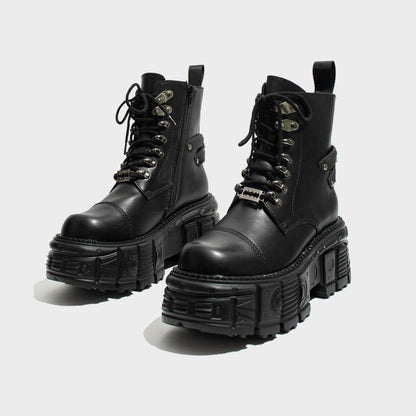 Black Industrial Hardware Platform Boots