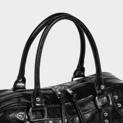 Studded Patent Utility Handbag