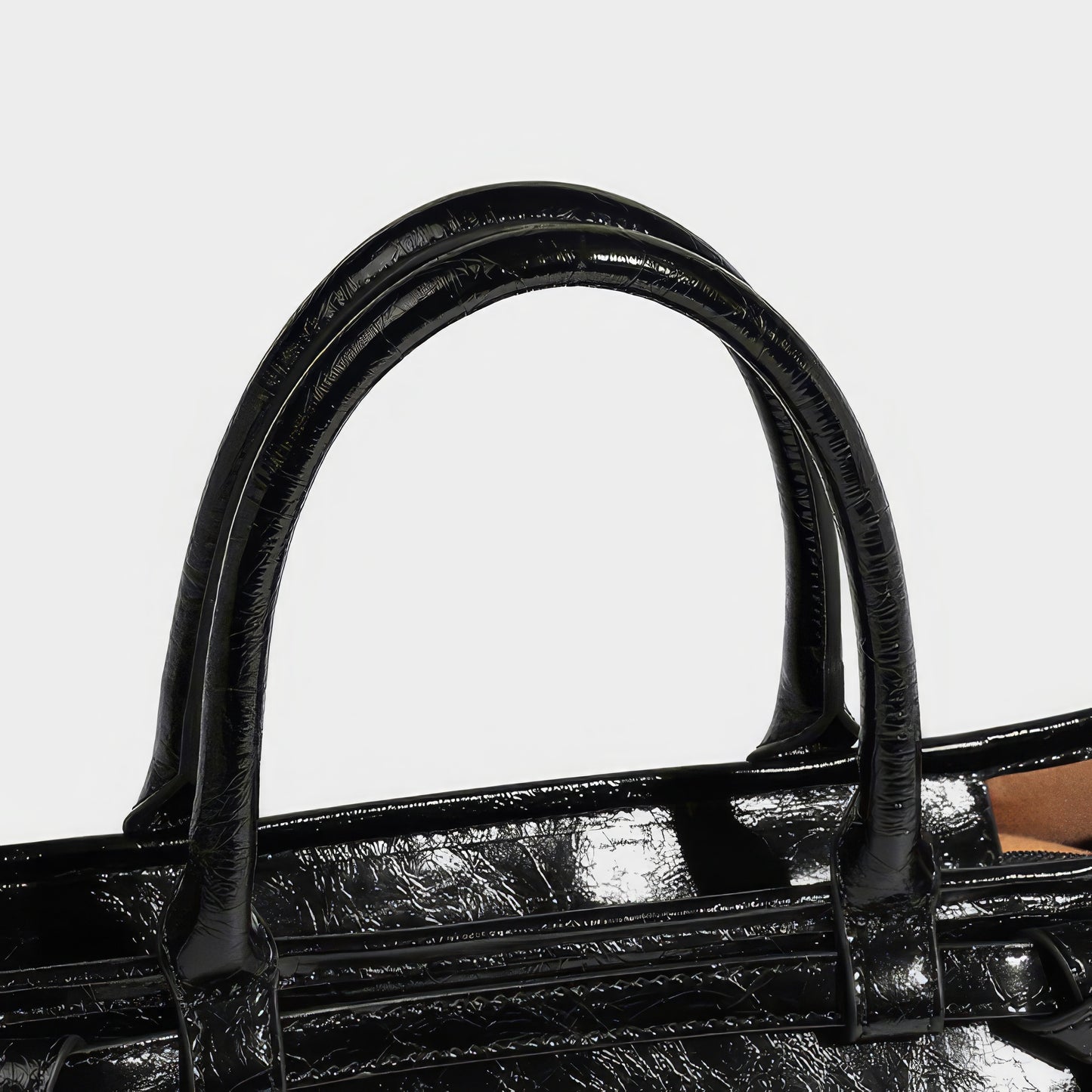 Glossy Barrel Buckle Handbag