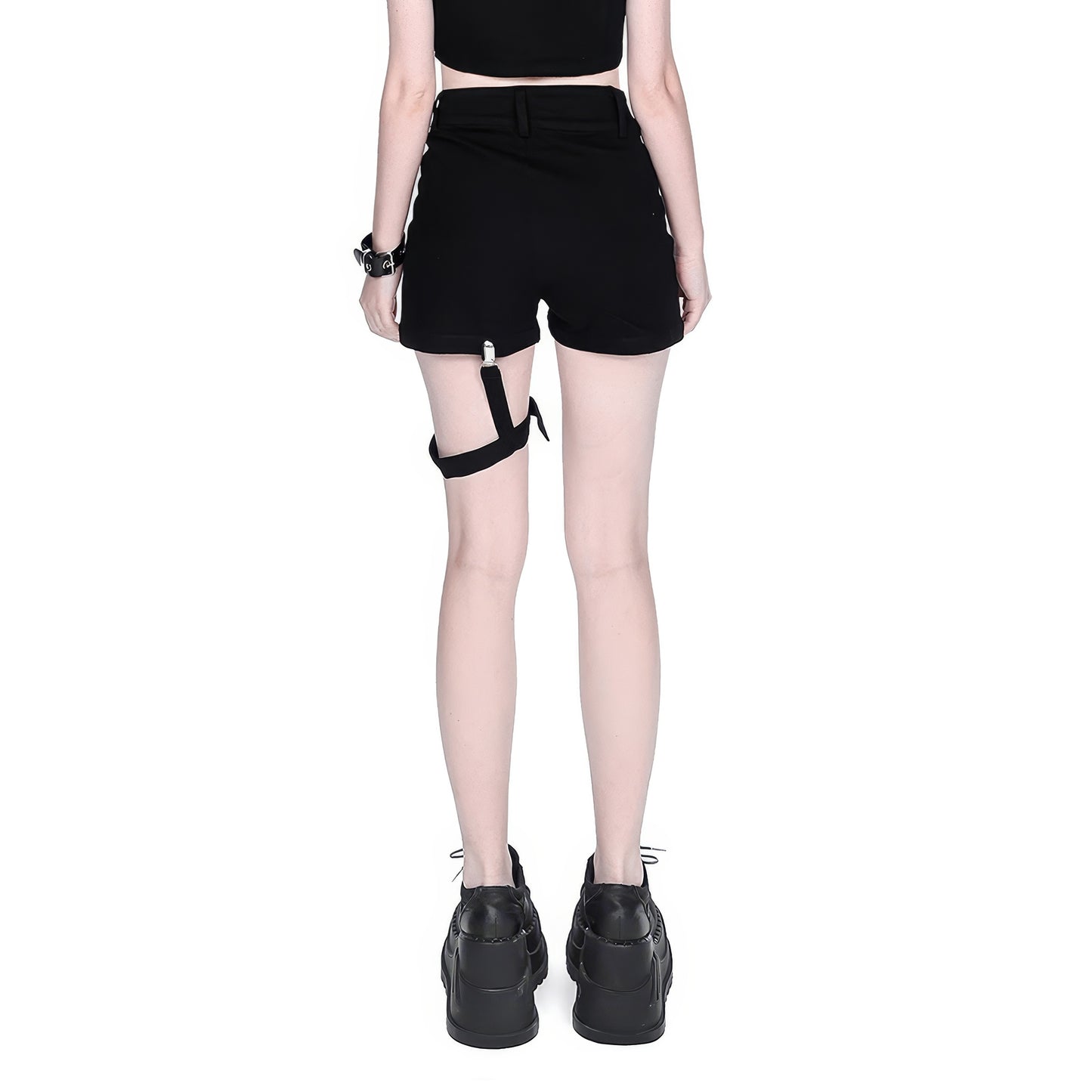 Strap Detail High Waist Shorts