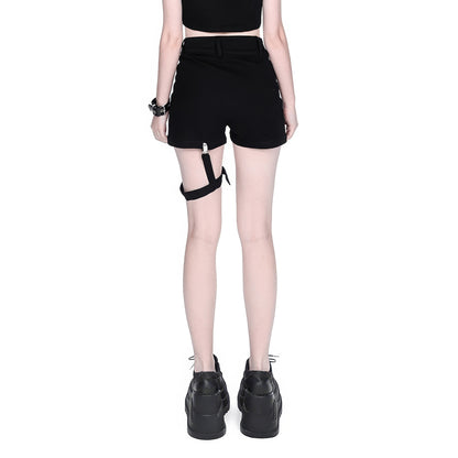 Strap Detail High Waist Shorts