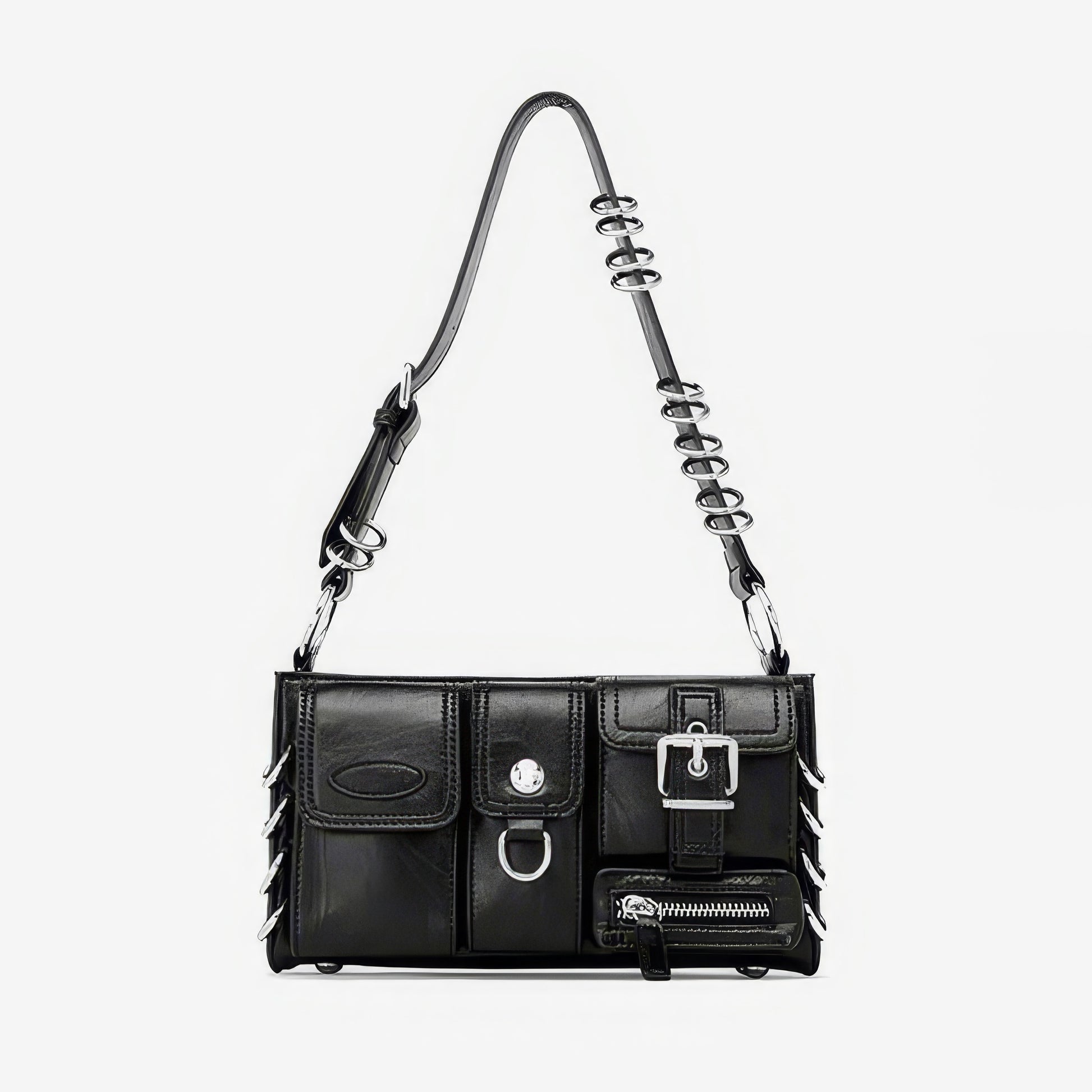 Metal Ring Buckle Detail Shoulder Bag