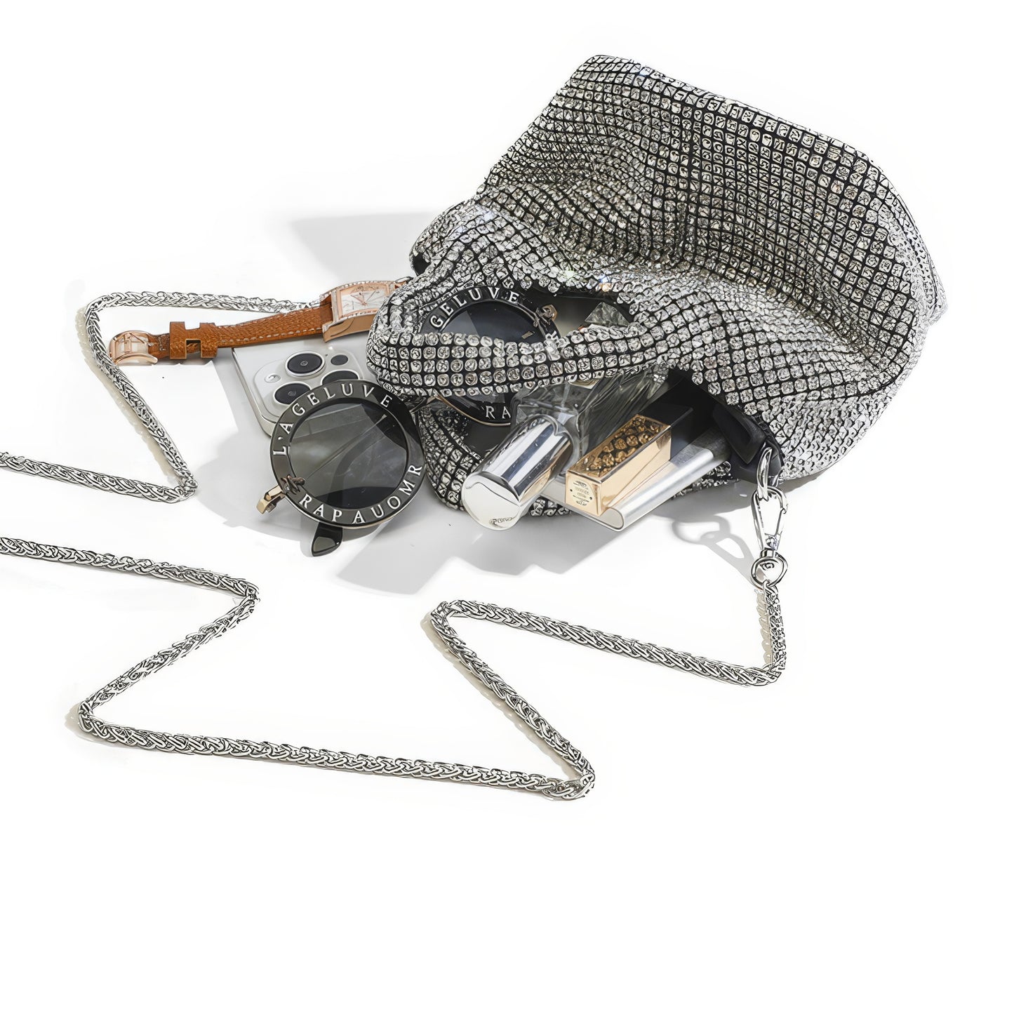 Crystal Mesh Chain Handle Mini Bag