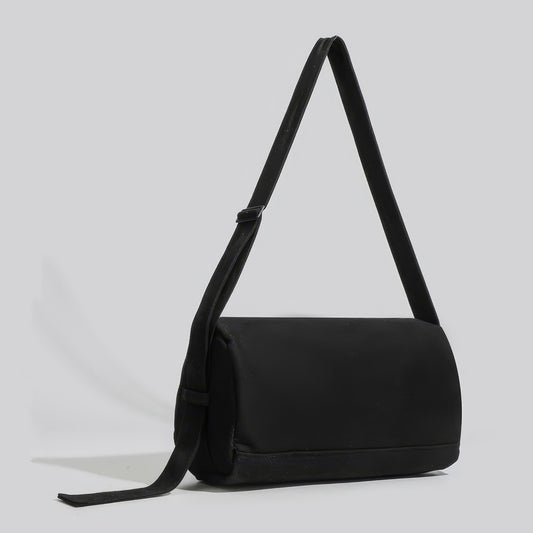 Asymmetrical Zip Canvas Shoulder Bag