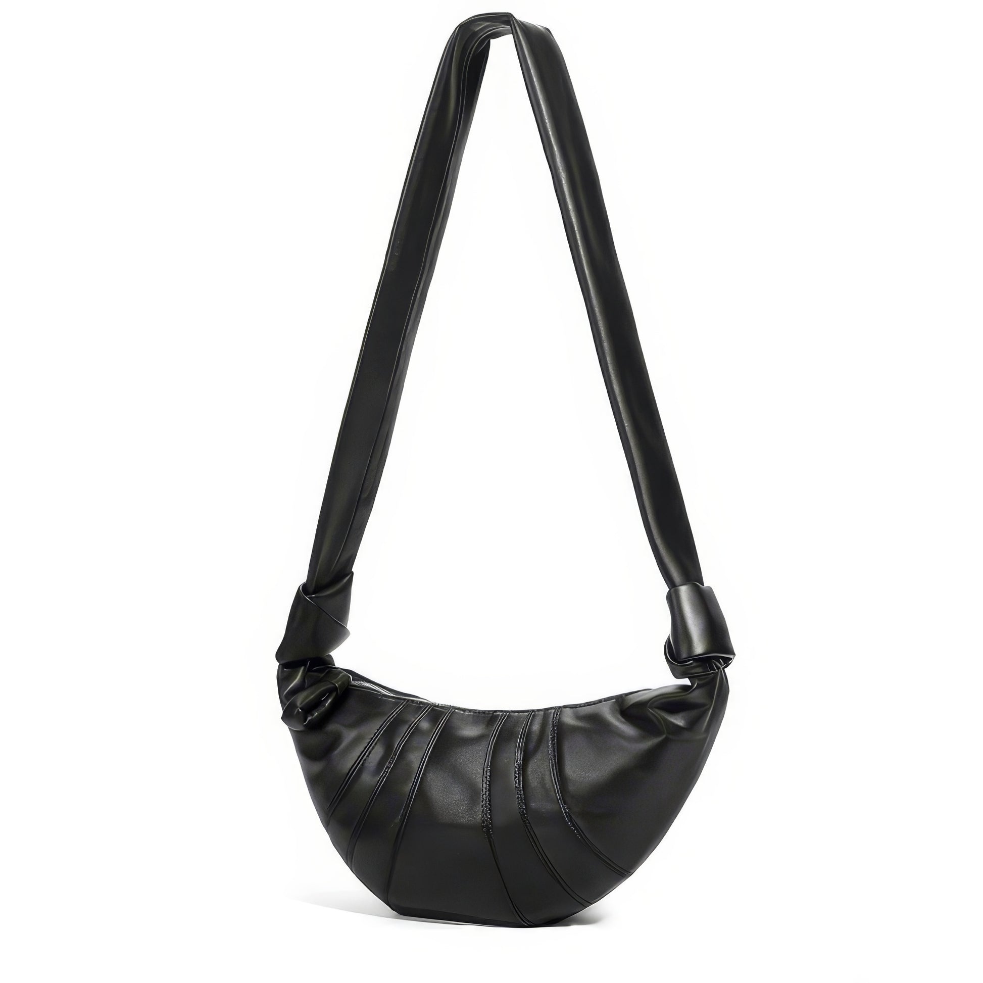 Knotted Crescent Black Shoulder Bag