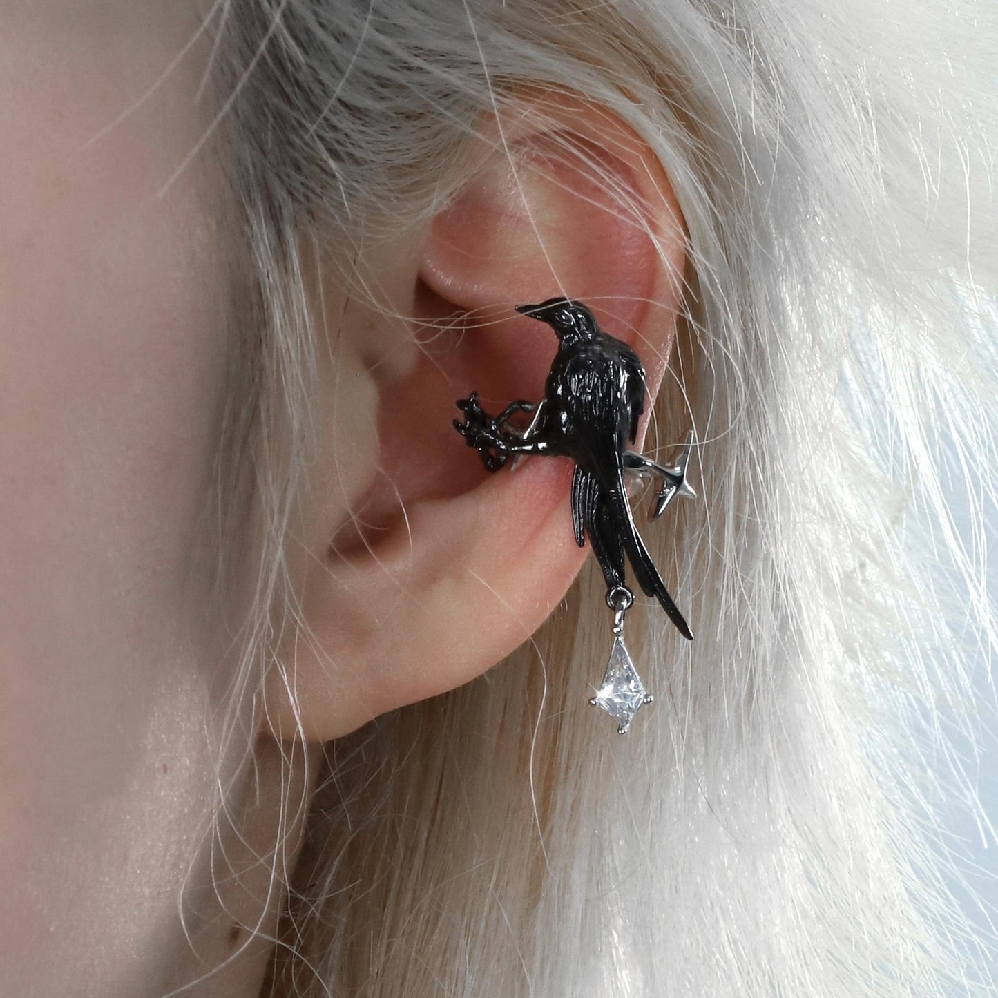 Black Bird Branch Drop Earrings