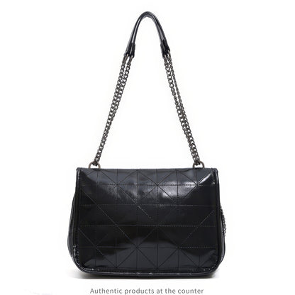 Quilted Chain Strap Black Shoulder Bag