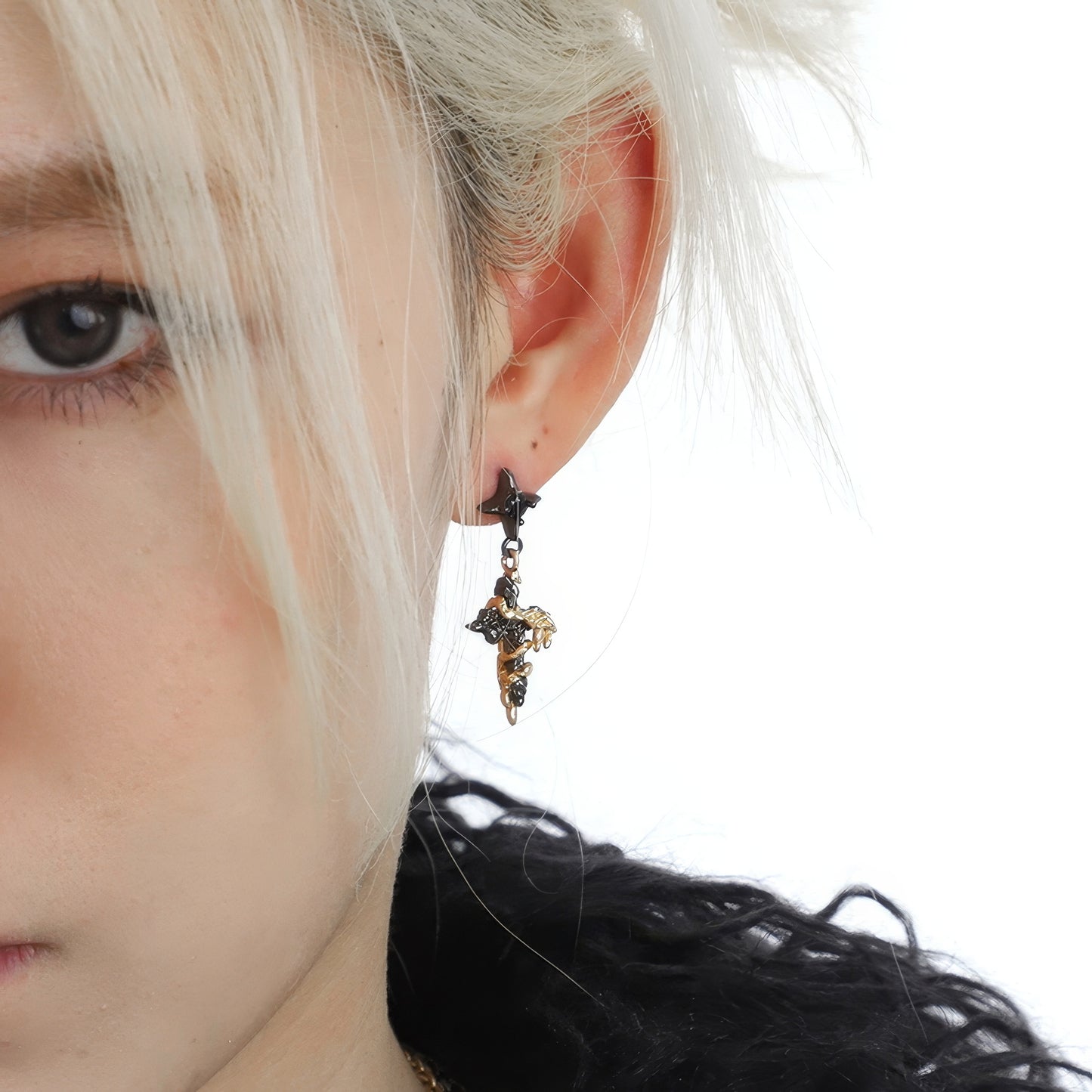 Molten Vine Cross Drop Earrings