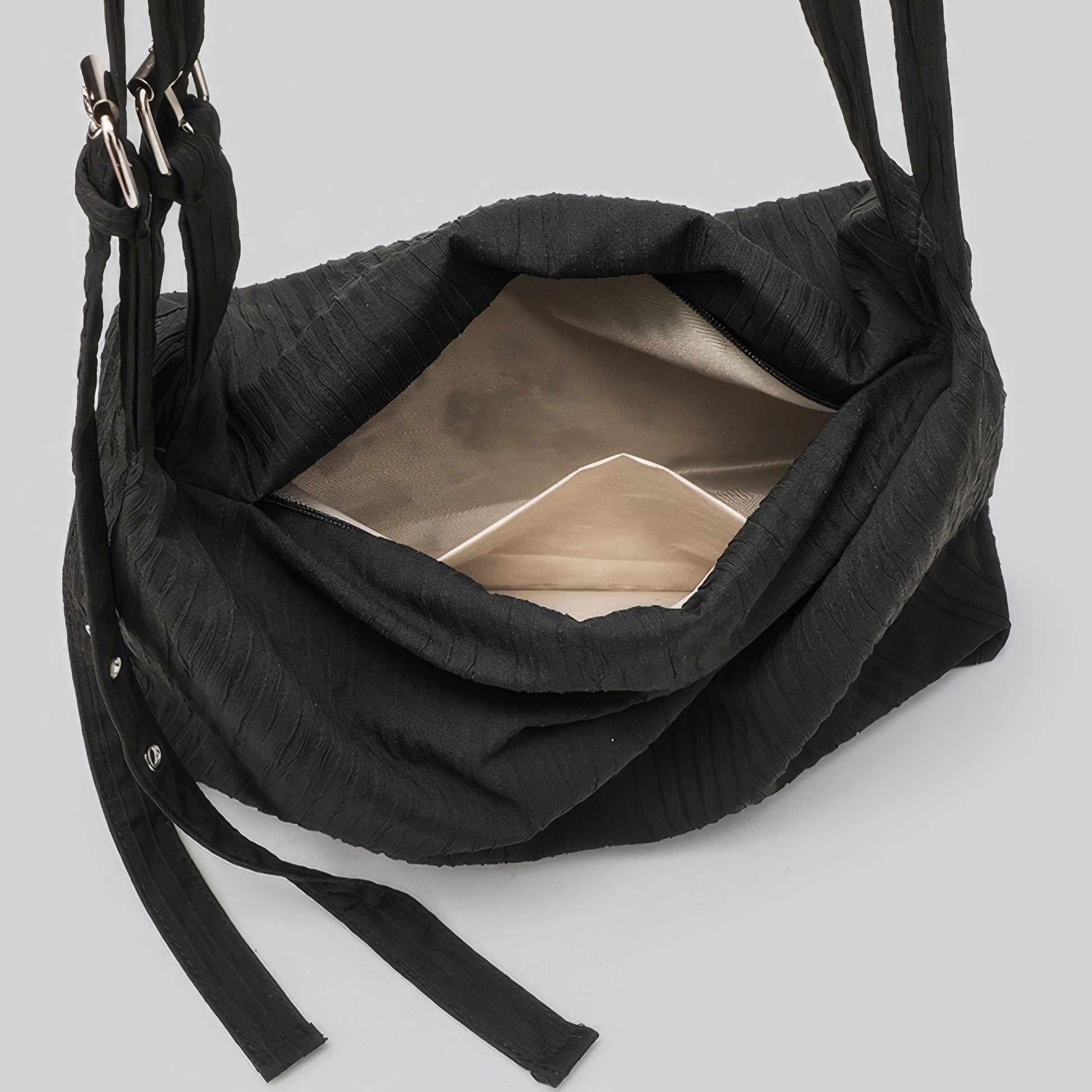 Pleated Fabric Buckle Strap Shoulder Bag