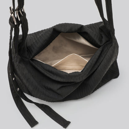 Pleated Fabric Buckle Strap Shoulder Bag